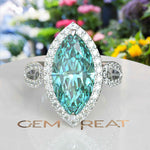 Load image into Gallery viewer, Elegant Large 8.0ct Marquise Cyan Blue Moissanite with Halo Setting
