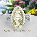 Load image into Gallery viewer, Sunlit Splendor: Expansive 8.0ct Marquise Yellow Moissanite Halo Ring.
