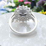 Load image into Gallery viewer, Captivating 4.0ct Gray Moissanite Oval Halo Ring for Special Occasions
