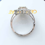 Load image into Gallery viewer, Elegant 4.0ct Oval Morganite Ring Surrounded by Glistening Moissanite Halo
