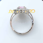 Load image into Gallery viewer, Ethereal Glow: 4.0ct Rose Quartz Oval Ring with Dazzling Moissanite Halo.
