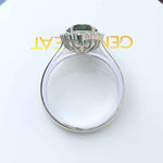 Load image into Gallery viewer, Dazzling Round 2.0ct Green Emerald Engagement Ring with Moissanite Halo
