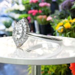 Load image into Gallery viewer, Eternal Sparkle: Engagement Ring Featuring 2ct White Moissanite in a Luminous Halo.
