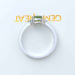 Load image into Gallery viewer, Stunning Cushion Cut Peridot Statement Ring with Moissanite Side Stones
