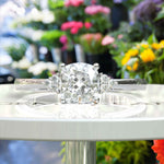 Load image into Gallery viewer, Ethereal Sparkle: Colorless Cushion Cut Moissanite Engagement Ring.
