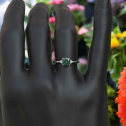 Garden of Radiance: Deep Green Cushion-Cut Emerald with Dazzling Moissanite Edges.